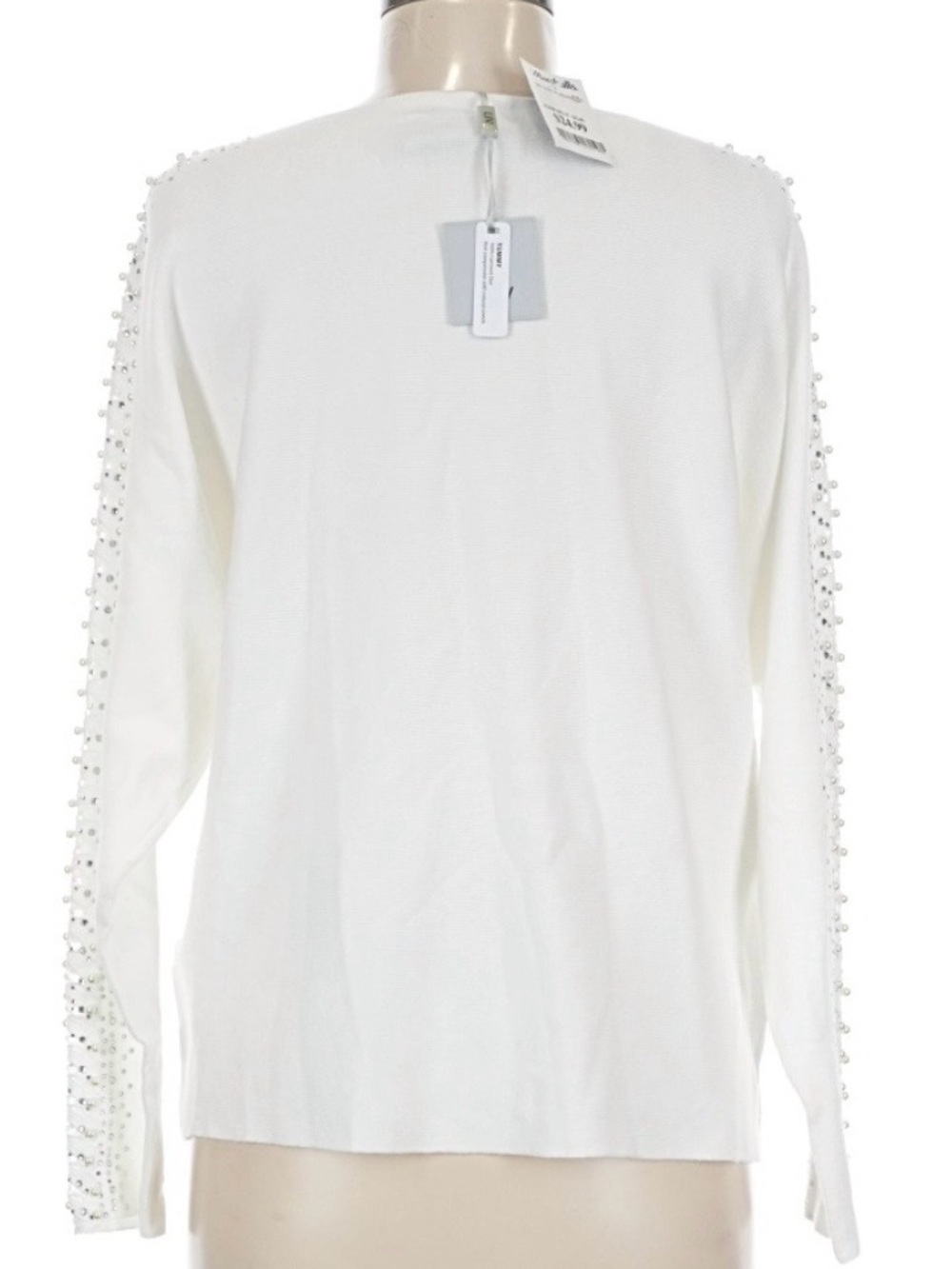 Milano White Ivory Eggshell Pearl-Embellished Sweater NWT Size M - Picture 2 of 5